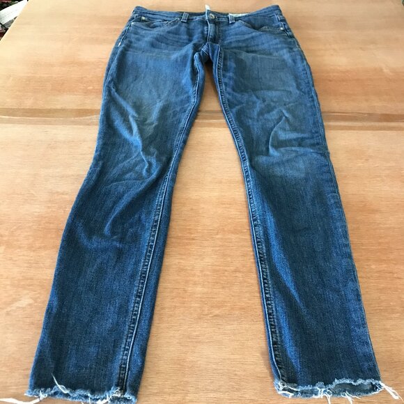 Rag & Bone Cate Mid Rise Skinny Jeans Women 27 Blue Raw Hem Medium Wash Stretch - Picture 1 of 13